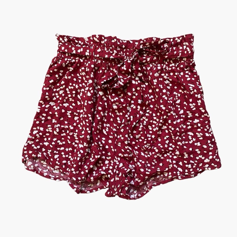 Floral Paper Bag Shorts with Belt